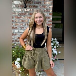 High Waist Olive Green Women Shorts